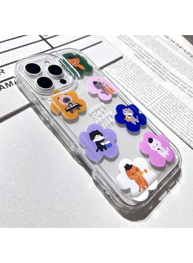 NIBEMINENT Cute Music Cat Protective TPU Case Cover For iPhone 16 Pro Clear - Image 1