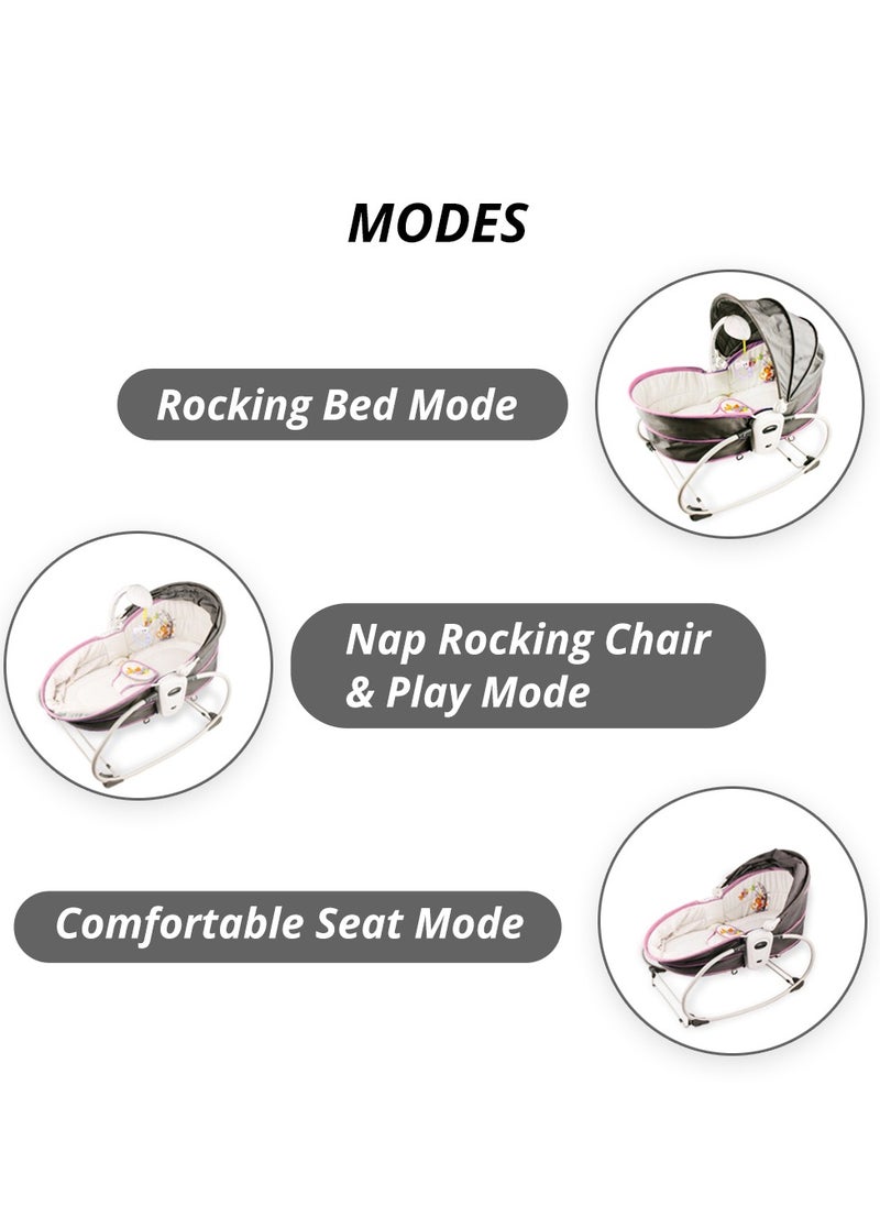 TEKNUM - 5 In 1 Cozy Rocker Bassinet With Awning And Mosquito Net - Pink - Image 1