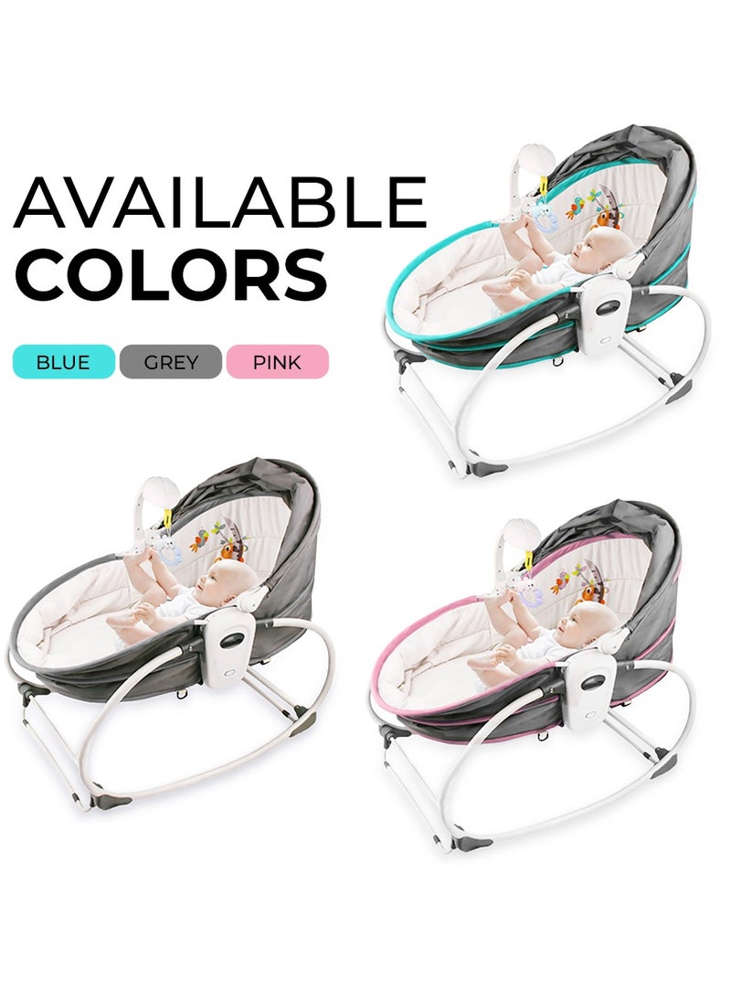 TEKNUM - 5 In 1 Cozy Rocker Bassinet With Awning And Mosquito Net - Pink - Image 1