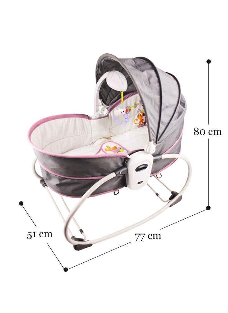 TEKNUM - 5 In 1 Cozy Rocker Bassinet With Awning And Mosquito Net - Pink - Image 1