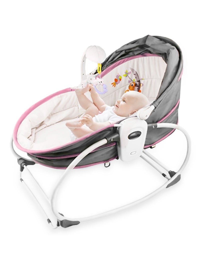 TEKNUM 5 In 1 Cozy Rocker Bassinet With Awning And Mosquito Net - Pink  - Image 1