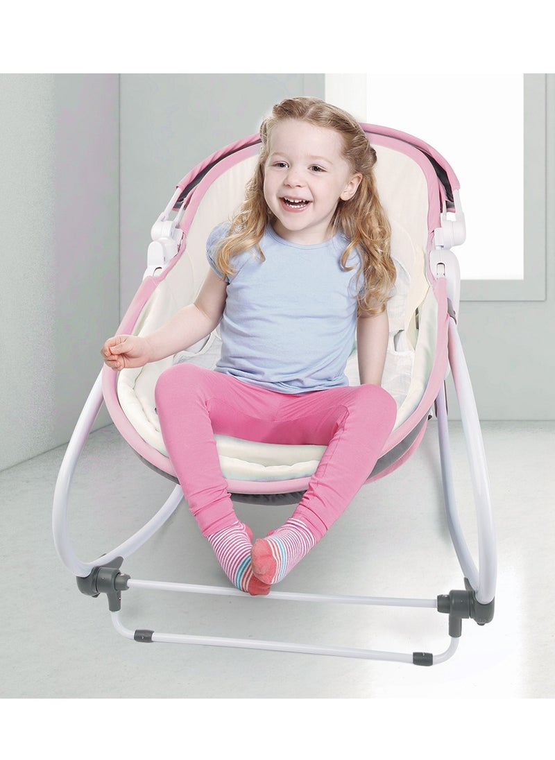TEKNUM - 5 In 1 Cozy Rocker Bassinet With Awning And Mosquito Net - Pink - Image 1