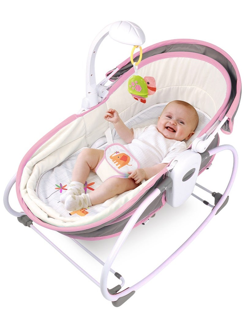 TEKNUM 5 In 1 Cozy Rocker Bassinet With Awning And Mosquito Net - Pink  - Image 2