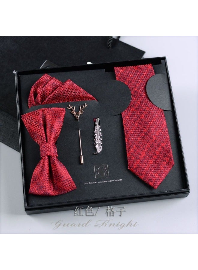 High-end Tie Set Gift Box For Wedding Groom's Formal Wear, European And American Casual Bow Tie Valentine's Day Gift For Boys