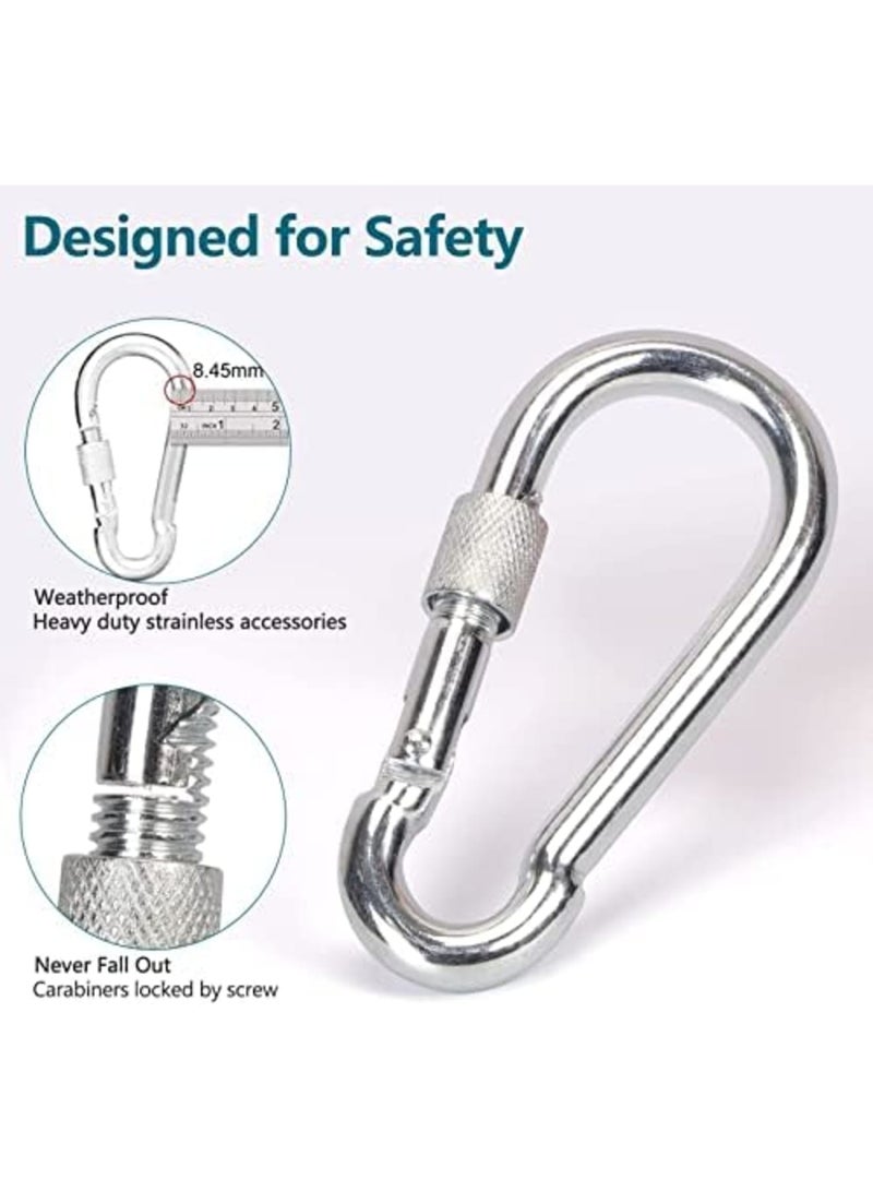 Luckam مجموعة أحزمة تعليق أرجوحة الشجرة، حزام هاموك فائق الطول 5 أقدام قوي للغاية يتحمل 1000 رطل، مع مشابك كارابين ثقيلة وآمنة لقفل الأرجوحة والأرجوحات، حقيبة حمل وسهولة التركيب السريع - Image 4