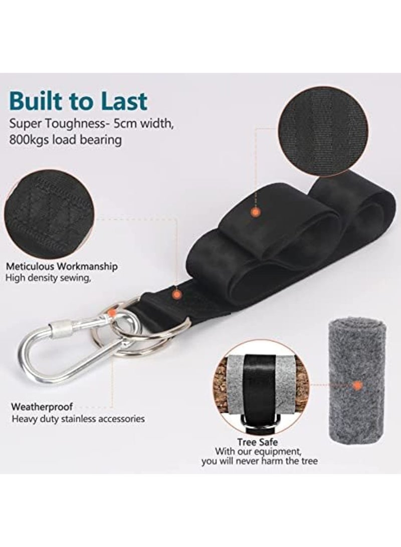 Luckam مجموعة أحزمة تعليق أرجوحة الشجرة، حزام هاموك فائق الطول 5 أقدام قوي للغاية يتحمل 1000 رطل، مع مشابك كارابين ثقيلة وآمنة لقفل الأرجوحة والأرجوحات، حقيبة حمل وسهولة التركيب السريع - Image 3