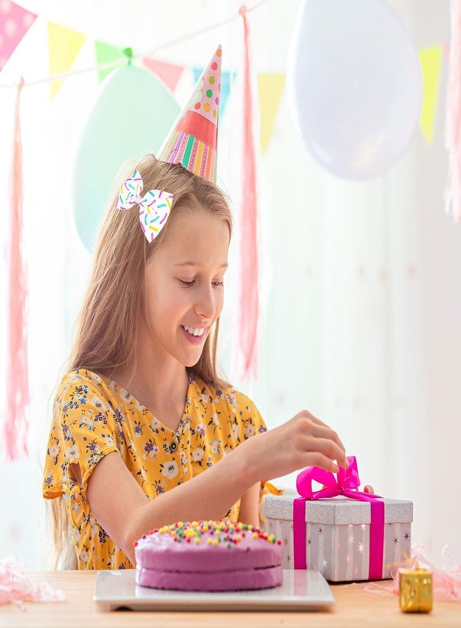 Whaline 2Pcs Ice Cream Sprinkles Bow Hair Clips Pastel Cake Donut Sprinkles Ribbon Hair Bow Barrette Summer Confetti Hairgrips for Women Birthday Party Supplies - Image 5