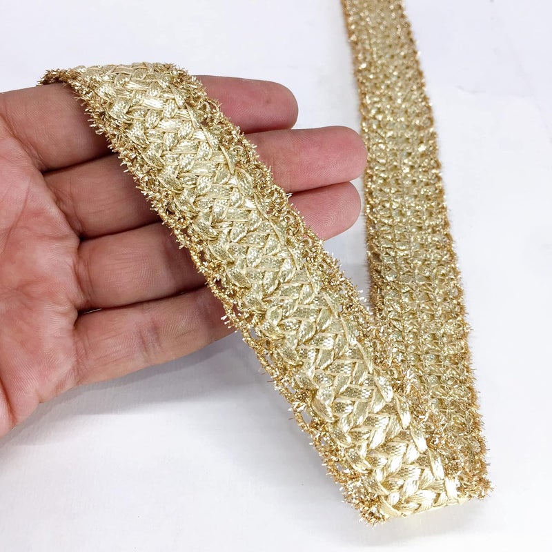 Lami شريط كروشيه لامي 9 متر بلون فضي لامع زري، تغليف احتفالي زخرفي، حواف دانتيل، شريط، أناركالي، ساري، زينة هندية، أشرطة للتزيين - Image 5