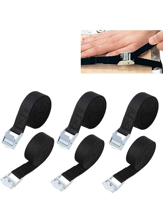 PROMASS Down Straps Nylon Lashing Strap Car Roof Rack Straps for Cargo Lashing Heavy Duty Fastening Securing Straps with Zinc Alloy Buckles 6 Pack  - Image 1