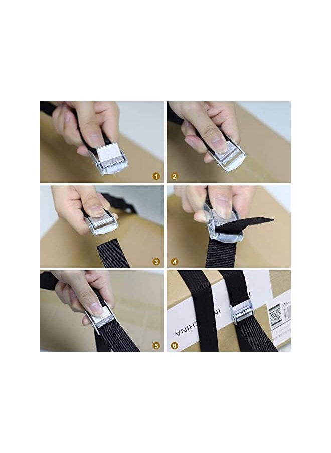 PROMASS Down Straps Nylon Lashing Strap Car Roof Rack Straps for Cargo Lashing Heavy Duty Fastening Securing Straps with Zinc Alloy Buckles 6 Pack  - Image 3
