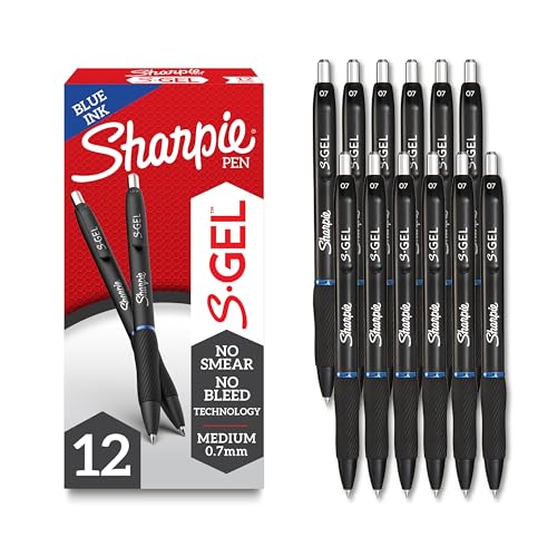 Sharpie S-Gel, Gel Pens, Medium Point (0.7mm), Blue Ink Gel Pen, 12 Count - Image 1