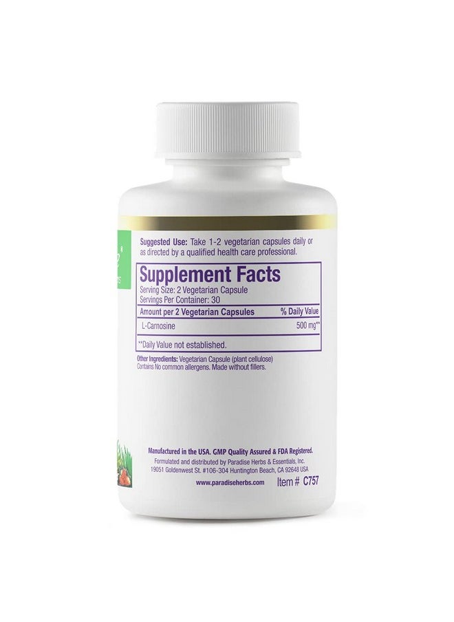 Paradise Herbs L Carnosine Antioxidant Vegan Non Gmo Gluten Free 60 Vegetarian Capsules  - Image 3