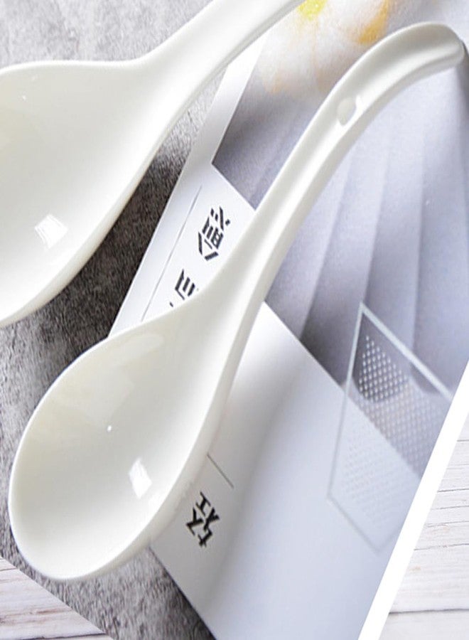 Assaoy Porcelain Soup Spoons,7 inch Asian Soup Spoons,Japanese soup spoons for Pho, Wonton, Noodles, Chinese Ceramic Rice Spoons, Japanese Ramen Spoons, White Set of 4 - Image 4