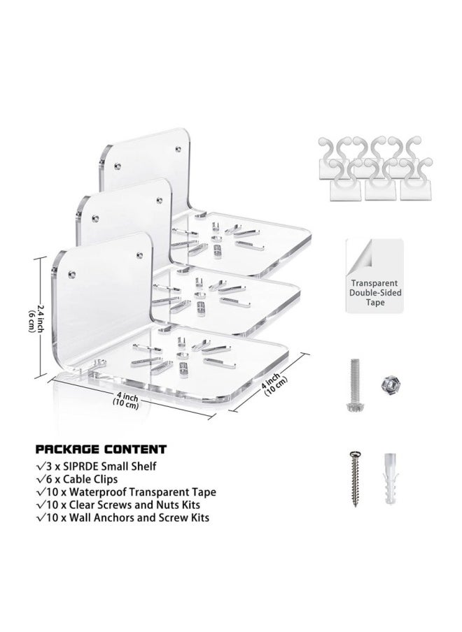 Transparent Nail Free Acrylic Small Wall Frame 3-piece Set, Safety Camera Speaker Stand, Baby Monitor