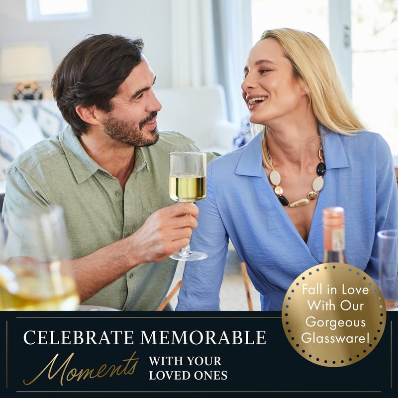 Elixir Glassware Square Wine Glasses Set of 4 - 14 oz - Crystal Wine Glass Set in Gift Packaging - Large Red Wine Glass on Long Stem - Housewarming Gifts New Home - Glasses Drinking Set - For White & Red Wine - Image 2