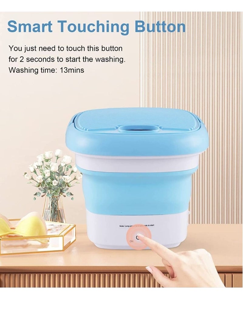 Portable Washing Machine Foldable Bucket Mini Ultrasonic Washer For Travel  Smart Touching Buttan You Need To Tuch This Buttan  For 2 Secound To START The Washing Time 13Min  - Image 3