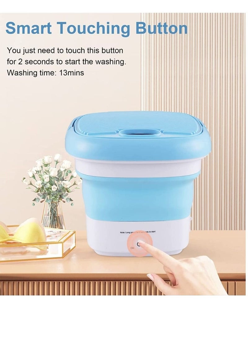 Portable Washing Machine Foldable Bucket Mini Ultrasonic Washer For Travel  Smart Touching Buttan You Need To Tuch This Buttan  For 2 Secound To START The Washing Time 13Min  - Image 1