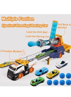 Generic Truck Car Set Toys Include 4 Racing Cars+6 Ball, with Light & Sounds, Eejection&Shooting Transport Cars Toy, Birthday Gifts for Boys Girls  - Image 2
