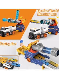 Generic Truck Car Set Toys Include 4 Racing Cars+6 Ball, with Light & Sounds, Eejection&Shooting Transport Cars Toy, Birthday Gifts for Boys Girls  - Image 4