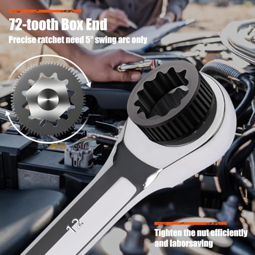 Egofine 10mm Ratchet Wrench, Ratcheting Combination Wrench Metric 10mm Wrench, Industrial Grade Gear Spanner with 12-Point Design, 72-Tooth Ratchet, Chrome Vanadium Steel - Image 5
