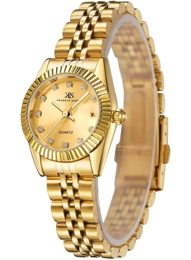 KENNETH SCOTT Kenneth Scott Women's Champagne Dial Analog Watch - K22536-GBGC