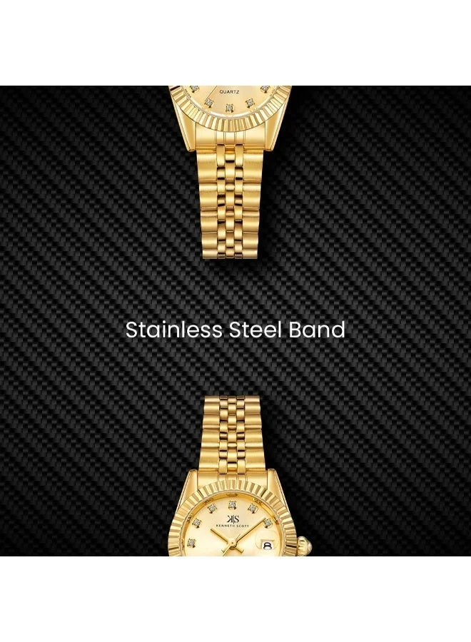 Kenneth Scott Beige Women's Stainless Steel Analog Watch K22536-GBGC - 26 mm for Women | Best Price UAE