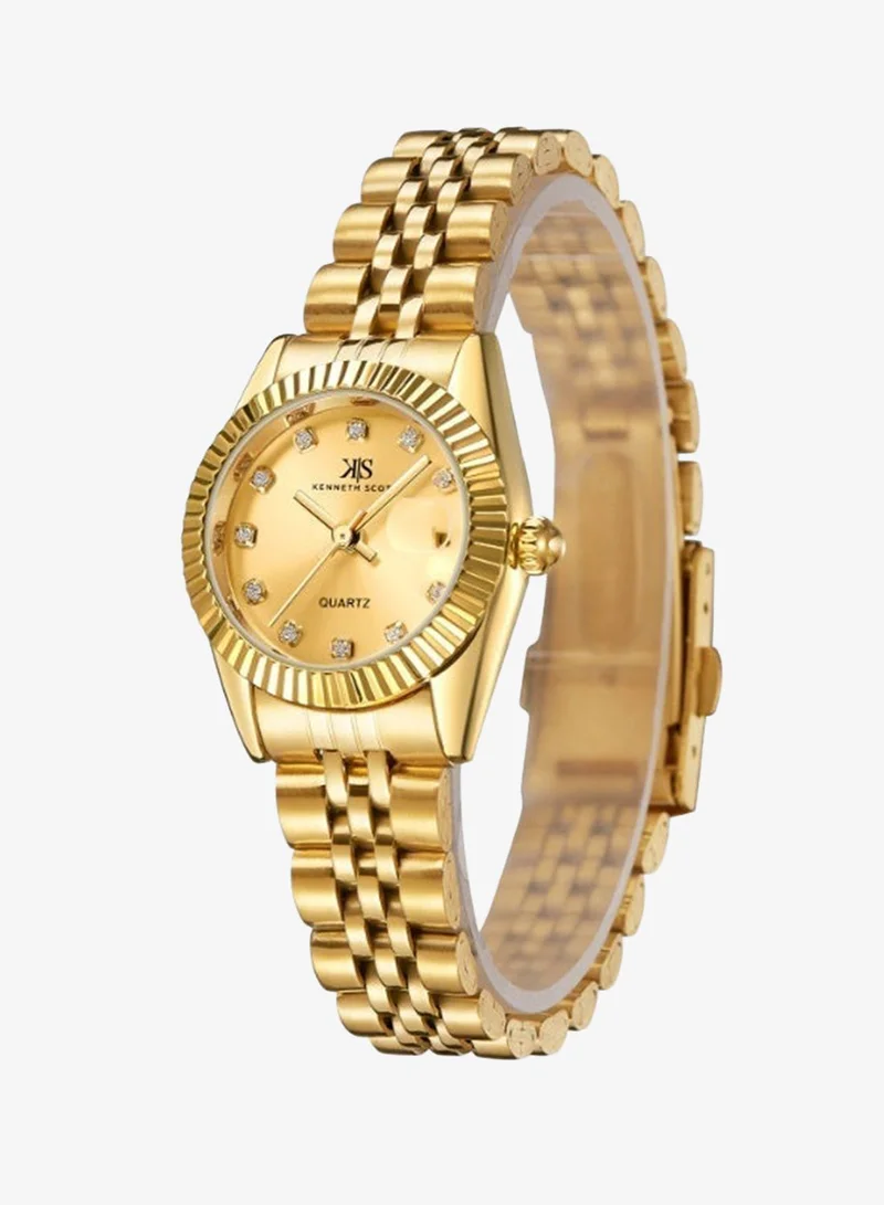 Kenneth Scott Beige Women's Stainless Steel Analog Watch K22536-GBGC - 26 mm for Women | Best Price UAE