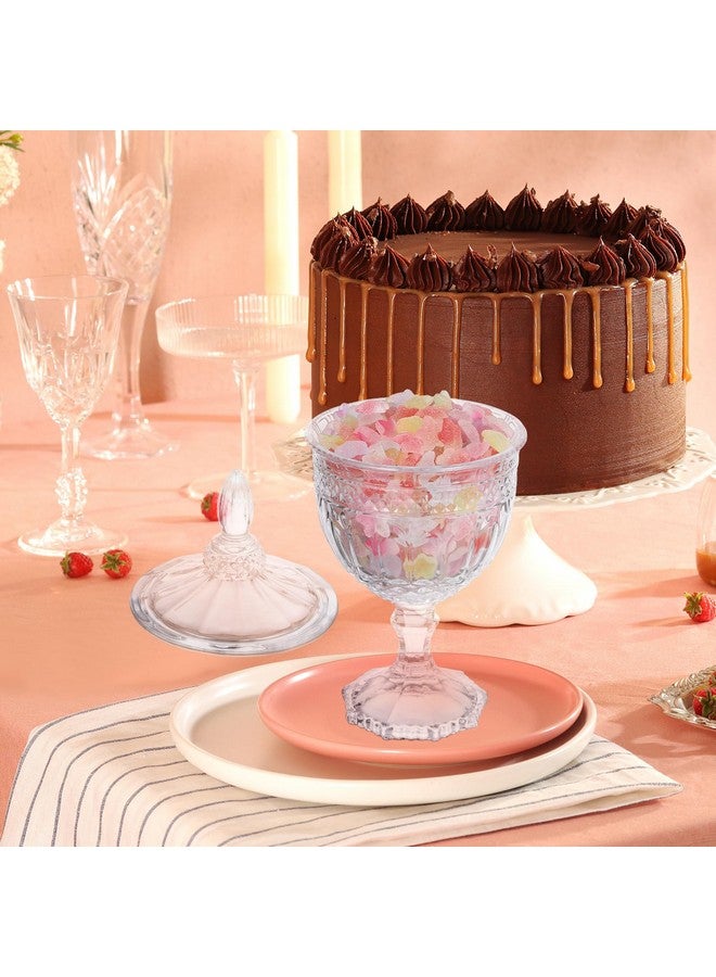 DOITOOL Glass Footed Candy Dish with Lid, Clear Covered Candy Bowls Crystal Candy Jar Cookie Jar Decorative Apothecary Jar Candy Buffet Containers for Buffet, Party, Home, Office - Image 2