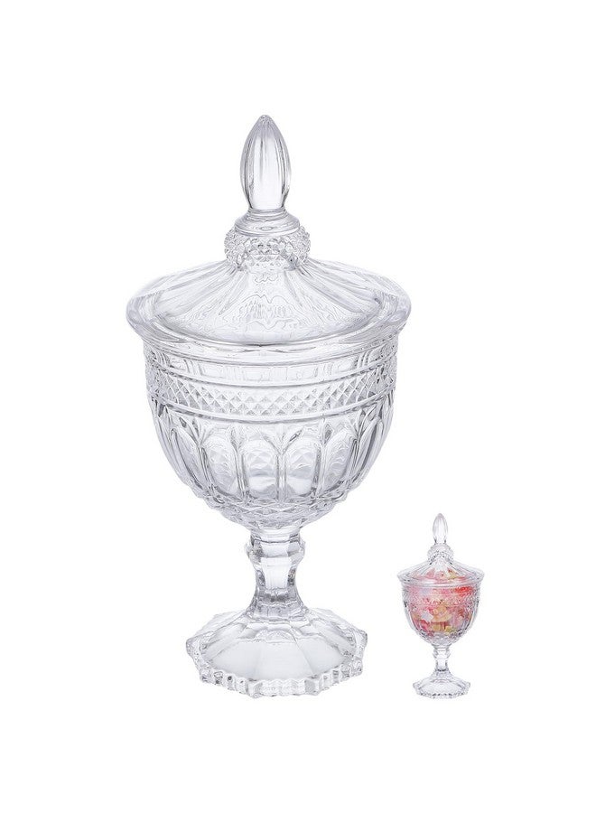 DOITOOL Glass Footed Candy Dish with Lid, Clear Covered Candy Bowls Crystal Candy Jar Cookie Jar Decorative Apothecary Jar Candy Buffet Containers for Buffet, Party, Home, Office - Image 1
