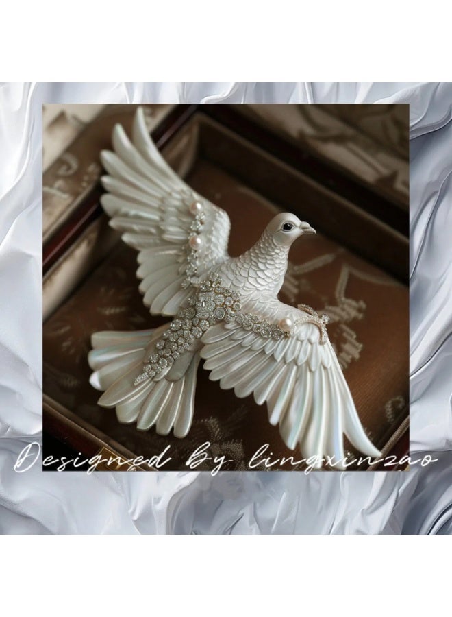Dove Brooch, Chinese Aesthetic Clothing Accessory - Image 4