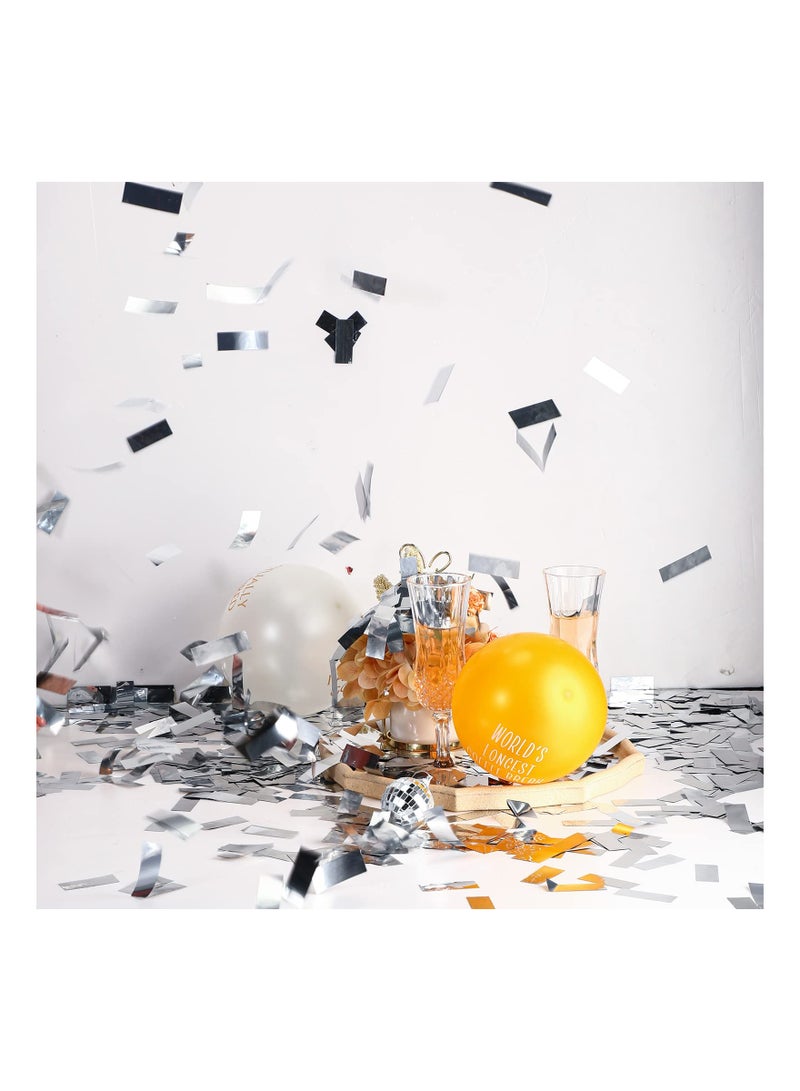 SOLARAE Confetti Bag, 250 Grams Silver Metallic Confetti, Large Confetti, Glitter Table Baby Shower Confetti, Wedding Party Table Scatter Foil Confetti, for Birthday Party Decoration, Fiesta Confett - Image 5