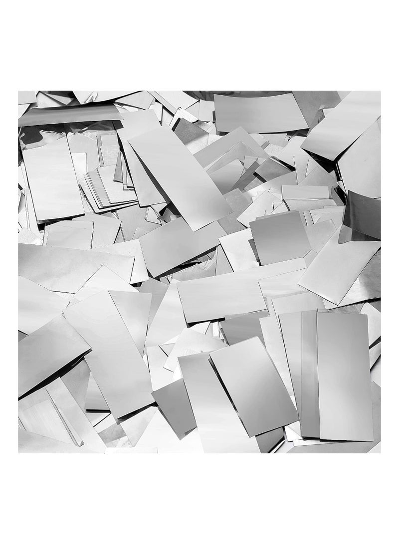 SOLARAE Confetti Bag, 250 Grams Silver Metallic Confetti, Large Confetti, Glitter Table Baby Shower Confetti, Wedding Party Table Scatter Foil Confetti, for Birthday Party Decoration, Fiesta Confett - Image 1