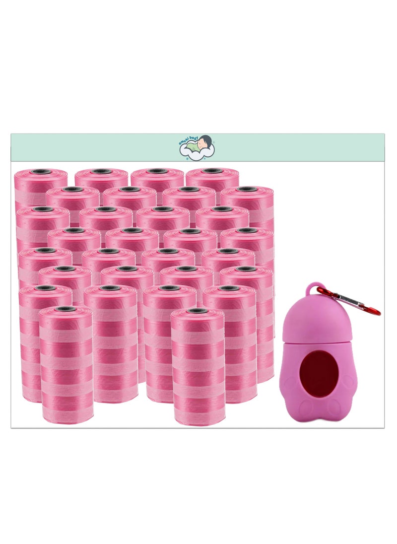 amchi baby Amchi Baby Disposable Scented Bags pack of 34 rolls/680 Bags with Dispenser- Pink  - Image 1