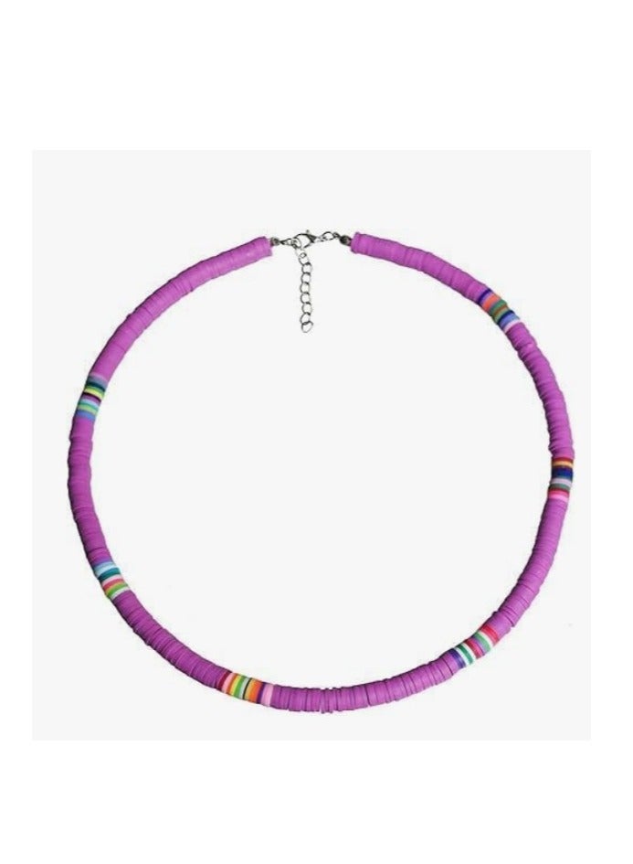 قلادة من الخرز على شكل قرص ملون خفيف الوزن للنساء والرجال مجوهرات للعطلات والصيف والشاطئ