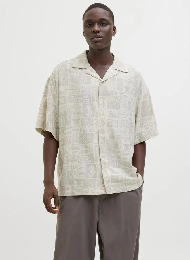 جاك اند جونز Jack & Jones Printed Resort Collar Short Sleeve Shirt