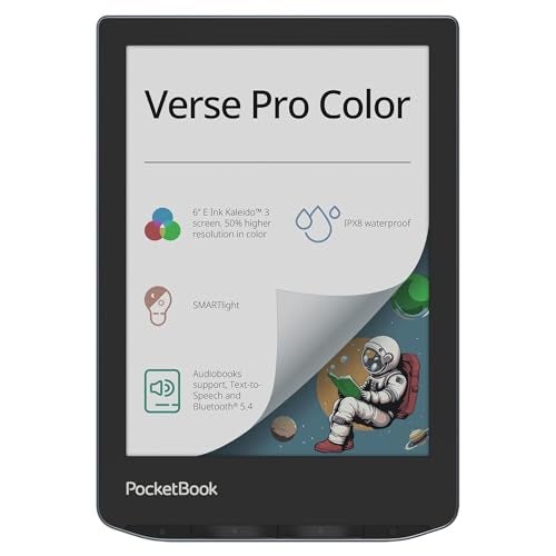 PocketBook Verse Pro Color | Super Thin and Compact 6" e-Reader | Color Screen E Ink Kaleido™ 3 – Eye-Safe and Glare-Free | Text-to-Speech & Bluetooth | Audiobooks | SMARTlight | IPX8 Waterproof