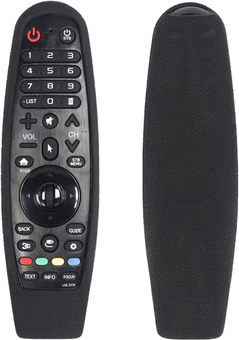 دلفينو غطاء حماية سيليكون من لجهاز التحكم عن بعد LG AN-MR600/AN-MR650/AN-MR18BA - أسود مقاوم للصدمات وغير قابل للانزلاق مع حبل تعليق، ملحق ذكي للمنزل - Image 1