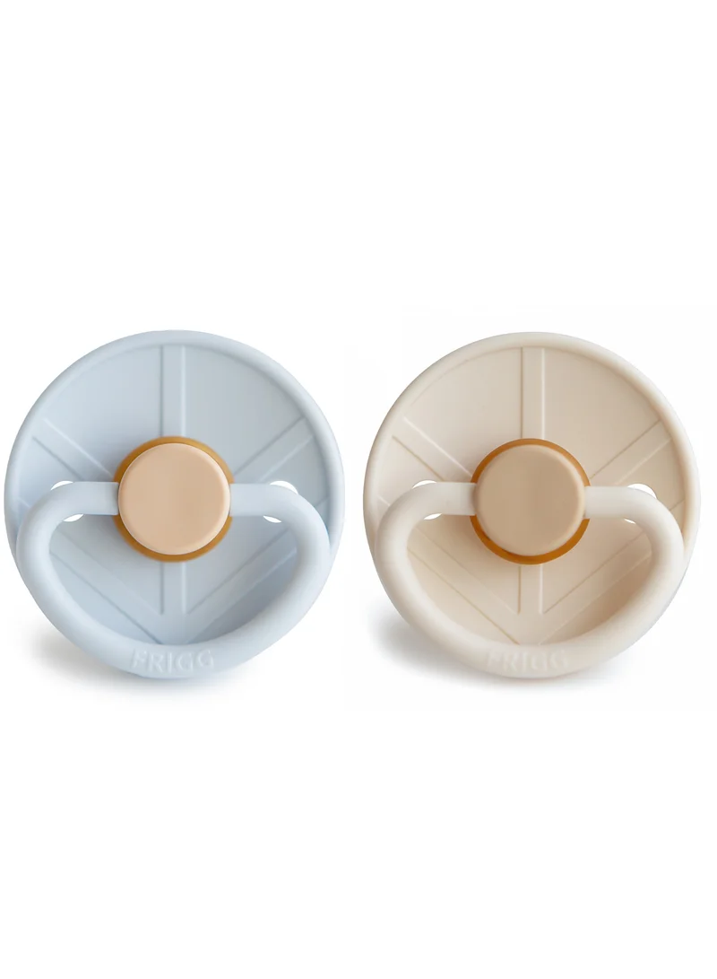 FRIGG Little Viking Latex Baby Pacifier 0-6M 2-Pack Powder Blue/Cream - Size 1