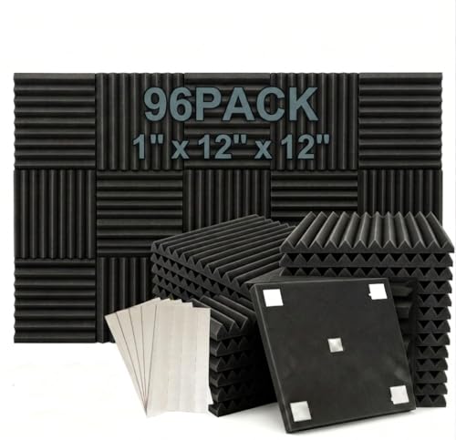 HPKL9999 96 Pack Medium Sale Acoustic Foam Soundproof Foam(Accompanied By Double-Sided Adhesive Tape) (96 Black) - Image 1