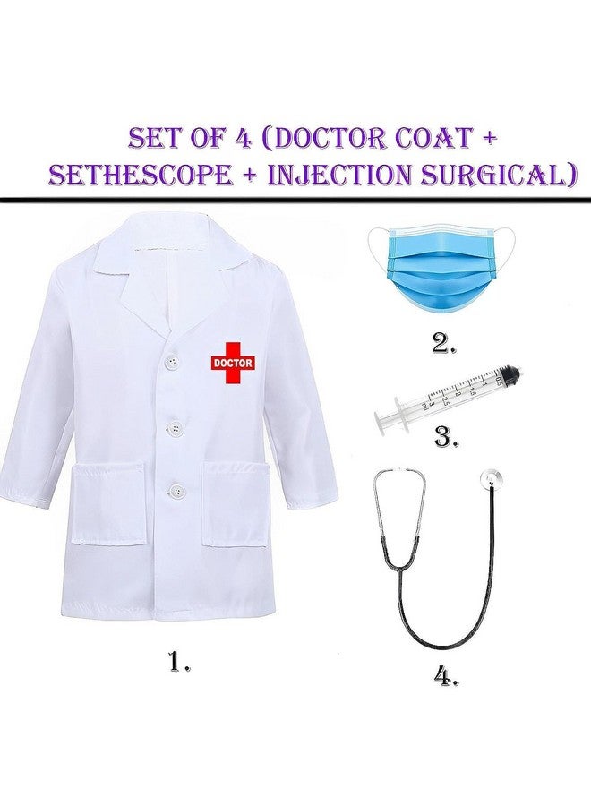 Dress To Impress Dc1003 Unisex Kids Doctor Coat Costumes Dress For Boys & Girls Set Of 4 (Doctor Coat, Stethoscope, Injections & Surgical Masks) - Polyester, White  - Image 4