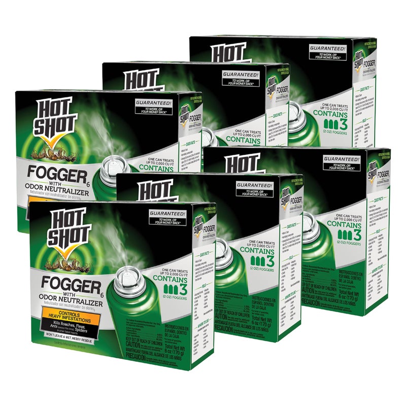 Hot Shot رذاذ مكافحة الآفات هوت شوت، يقتل الصراصير، النمل، العناكب وغيرها من الحشرات عند الاتصال، يتحكم في infestations الثقيلة في الداخل، عبوة 6 - 18 عدداً - Image 1
