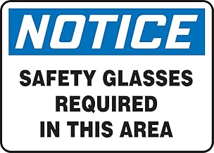 Accuform Accuform "Notice Safety Glasses Required In This Area" Safety Sign, Plastic, 10 x 14 Inches (MPPA801VP)  - Image 1