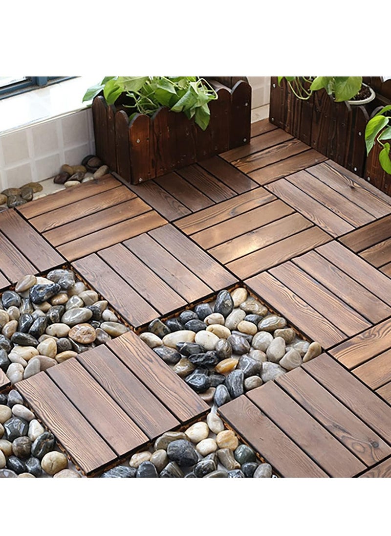 Generic FFD 10 Pieces Wooden Decking Tiles Hardwood Wood Flooring Deck Patio Outdoor Garden Floor Interlocking Balcony Roof Terrace Office Tile Waterproof Balcony Flooring  - Image 4