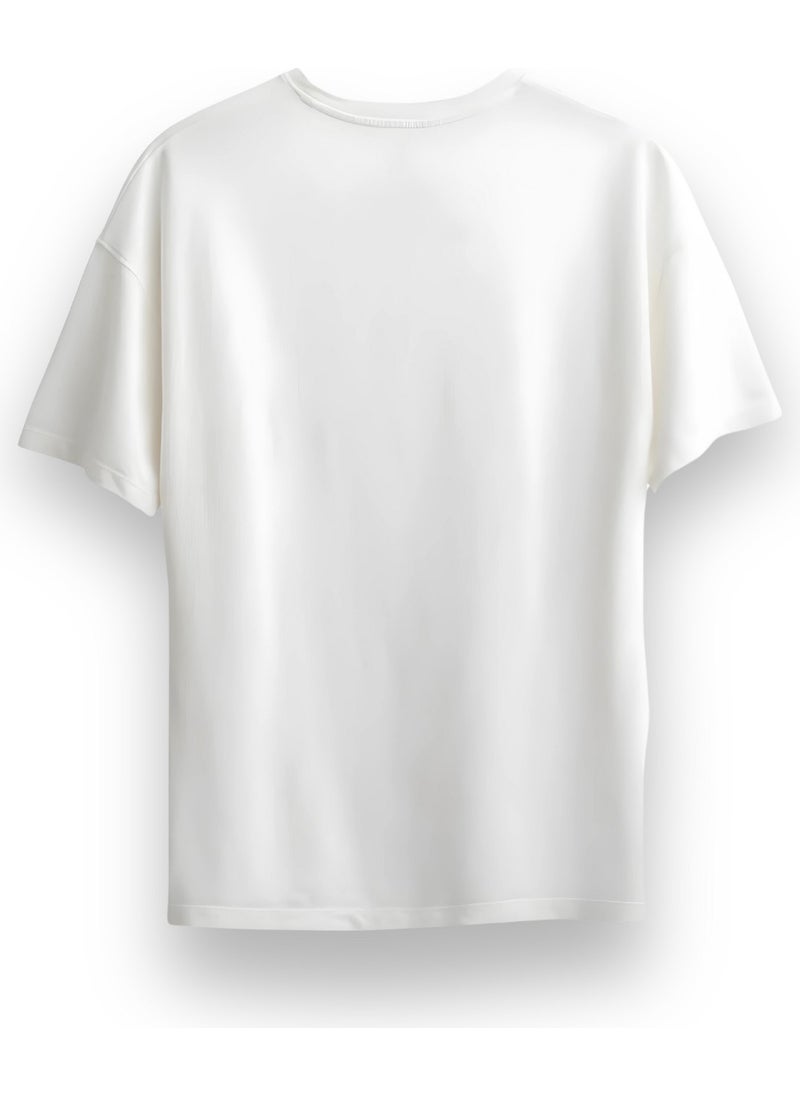 Alex Rosen Unisex Oversize Crew Neck Printed Short Sleeve White T-Shirt  - Image 2