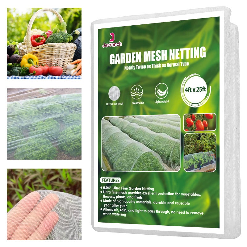 Garden Netting Jevrench Durable Ultra Fine Garden Netting Garden Plant Cover Row Cover Makes Plants Vegetables Fruits and Flowers Grow Better 4ft x 25ft