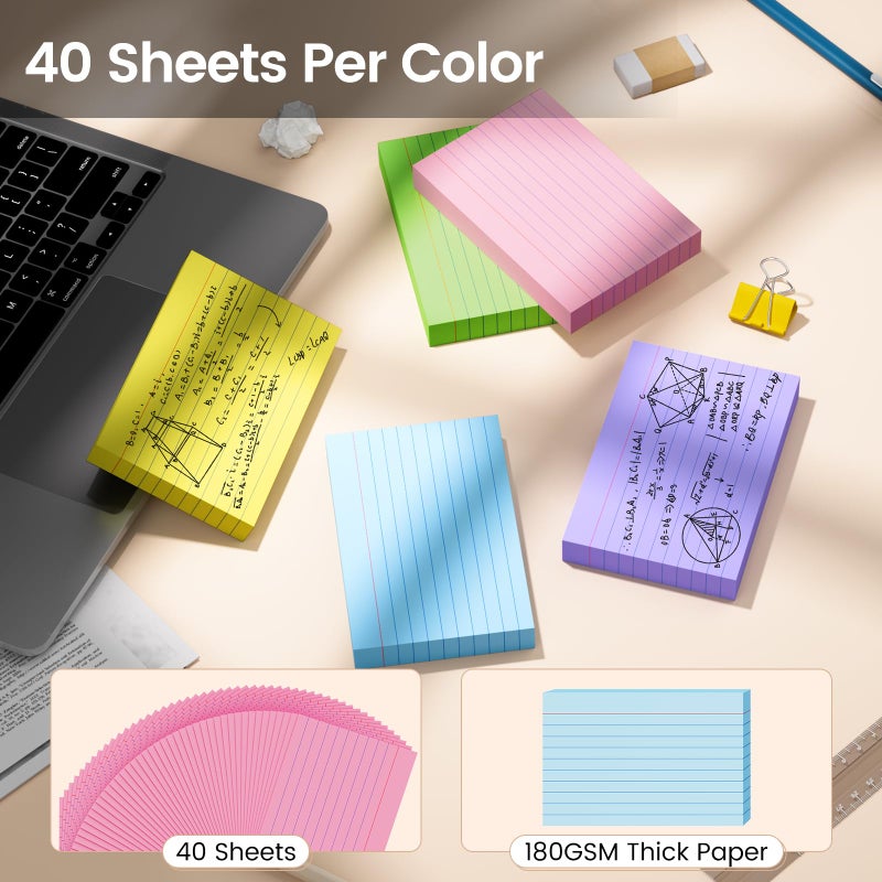 Ciphyfee Index Cards 4x6, 200 Sheets, Ruled Color Flash Cards for Effective Studying and Note-Taking, Premium Note Cards, Essential School Supplies for College & Office, Home Organization & Study Supplies - Image 4