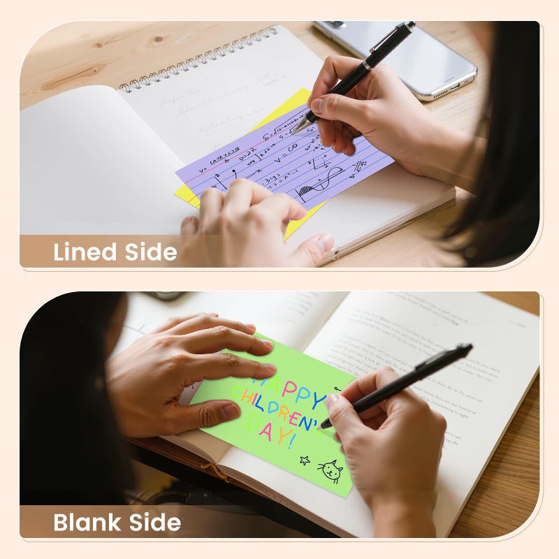 Ciphyfee Index Cards 4x6, 200 Sheets, Ruled Color Flash Cards for Effective Studying and Note-Taking, Premium Note Cards, Essential School Supplies for College & Office, Home Organization & Study Supplies - Image 3
