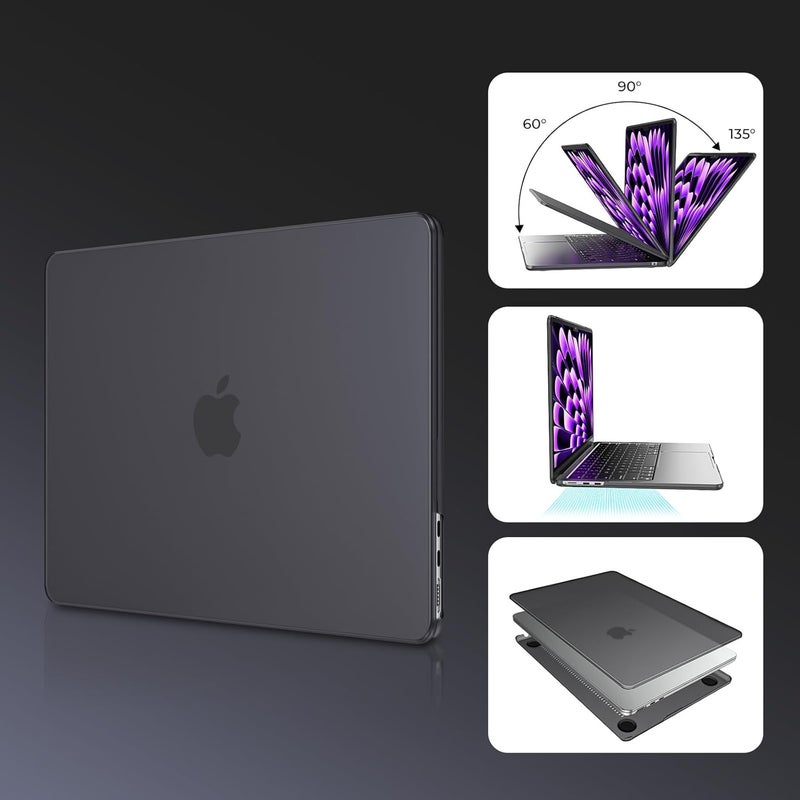 Case Compatible for New MacBook Air 15/15.3 inch 2026 2025-2023 Release,M5 A3448 M4 A3241 M3 A3114 M2 A2941 with Liquid Retina Display&Touch ID,Protective Plastic Hard Shell Cover,Matte Black - Image 3