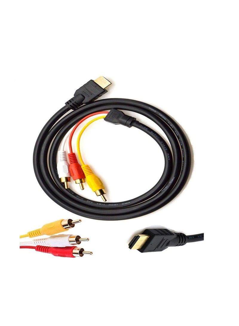 إن تك محول NTECH HDMI إلى AV 1080p HDMI إلى 3RCA /AV/CVBS محول صوت فيديو مركب (كابل HDMI إلى 3RCA) - أسود - Image 1