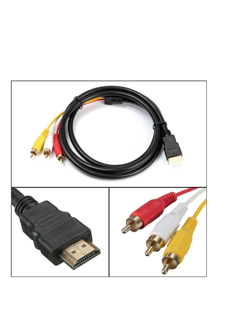 إن تك محول NTECH HDMI إلى AV 1080p HDMI إلى 3RCA /AV/CVBS محول صوت فيديو مركب (كابل HDMI إلى 3RCA) - أسود - Image 2